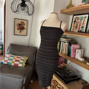 Express 90’s Black and Gray Midi Dress